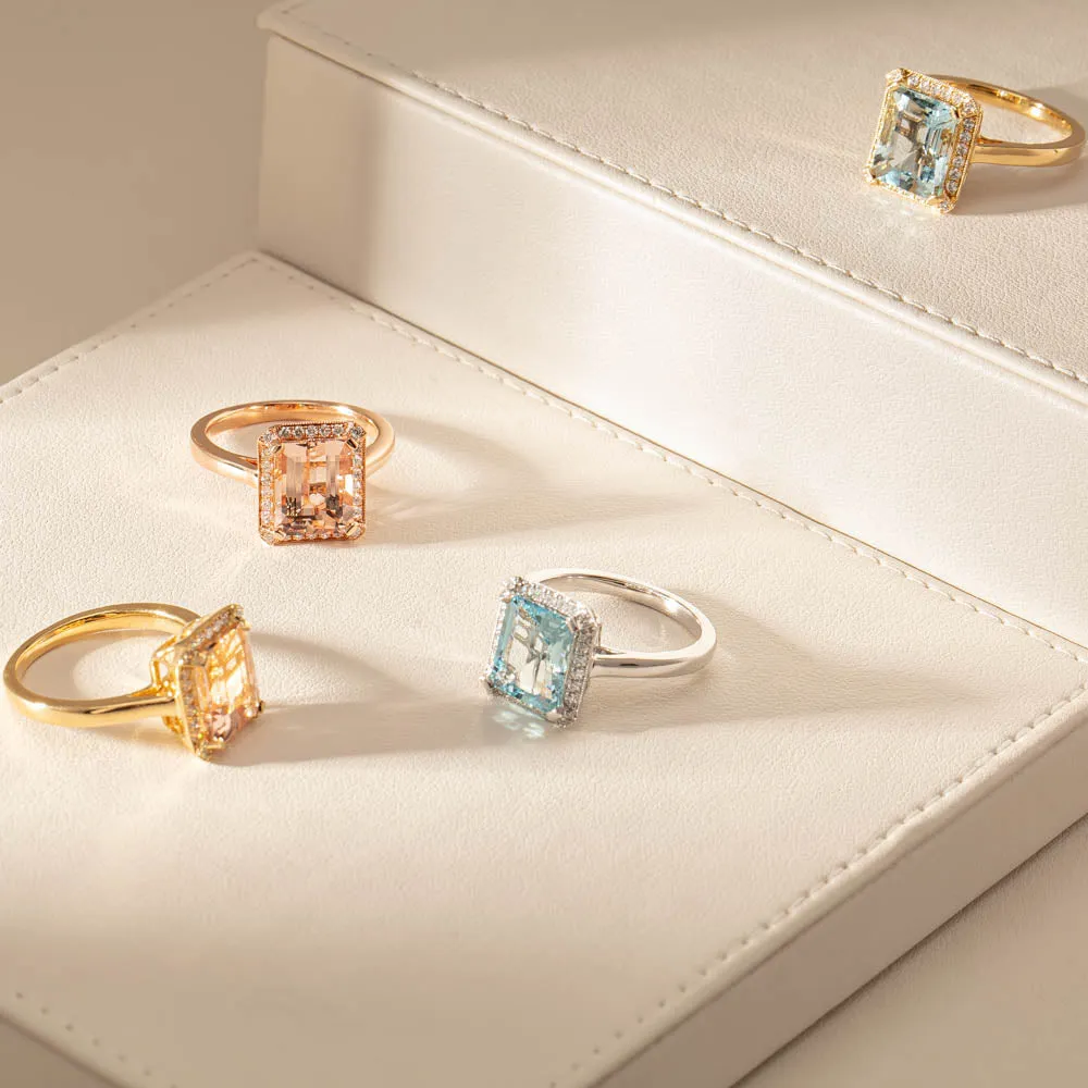 18ct Rose Gold 3.25ct Morganite & Diamond Empire Ring