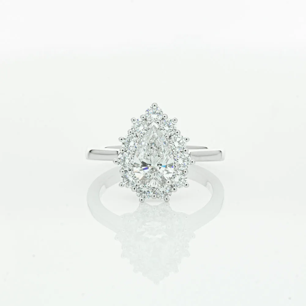 18ct White Gold 1.00ct Pear Cut Diamond Belle Ring