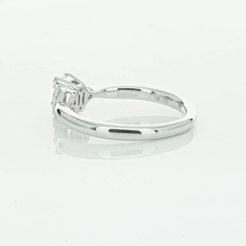 18ct White Gold .50ct Emerald Cut Diamond Ring