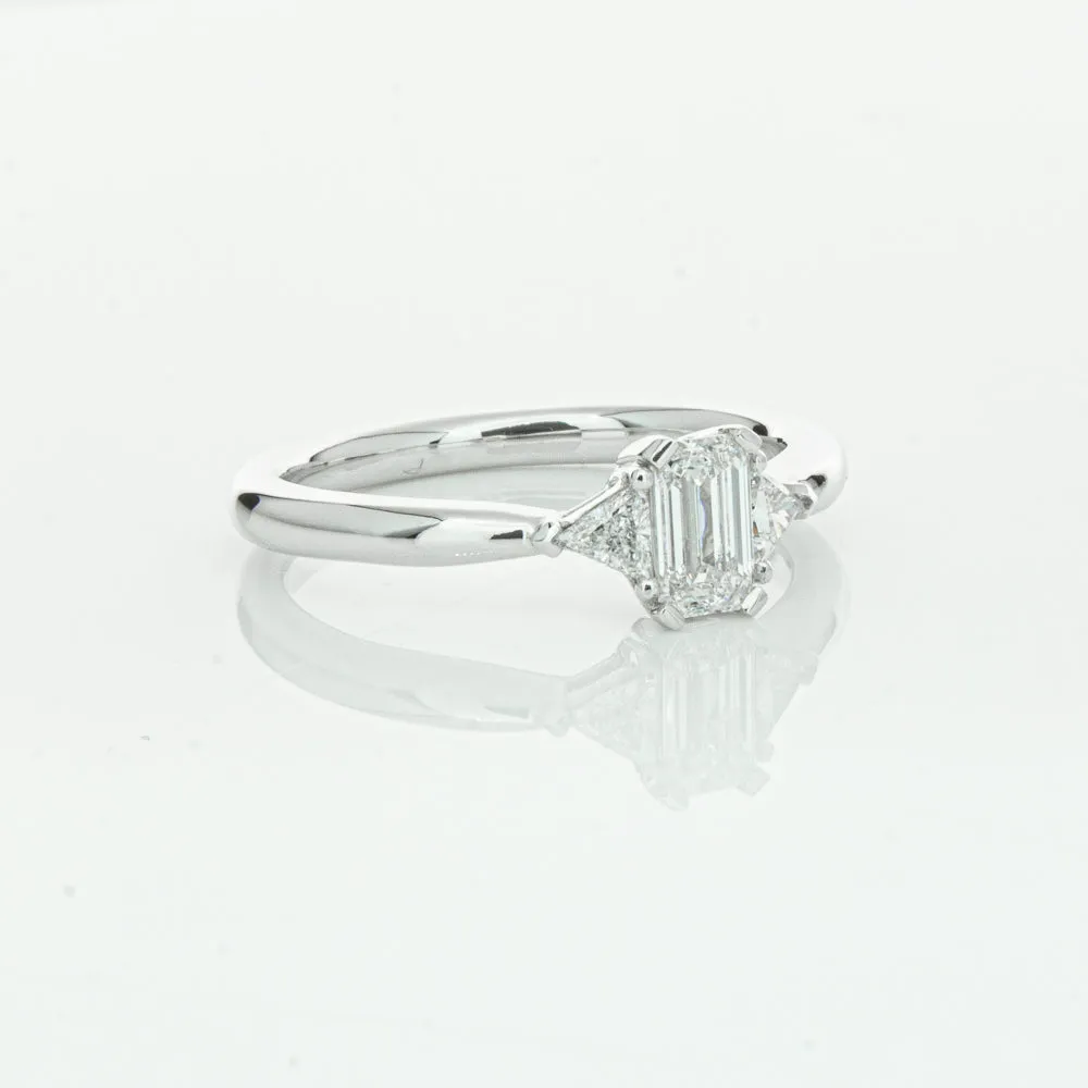 18ct White Gold .50ct Emerald Cut Diamond Ring