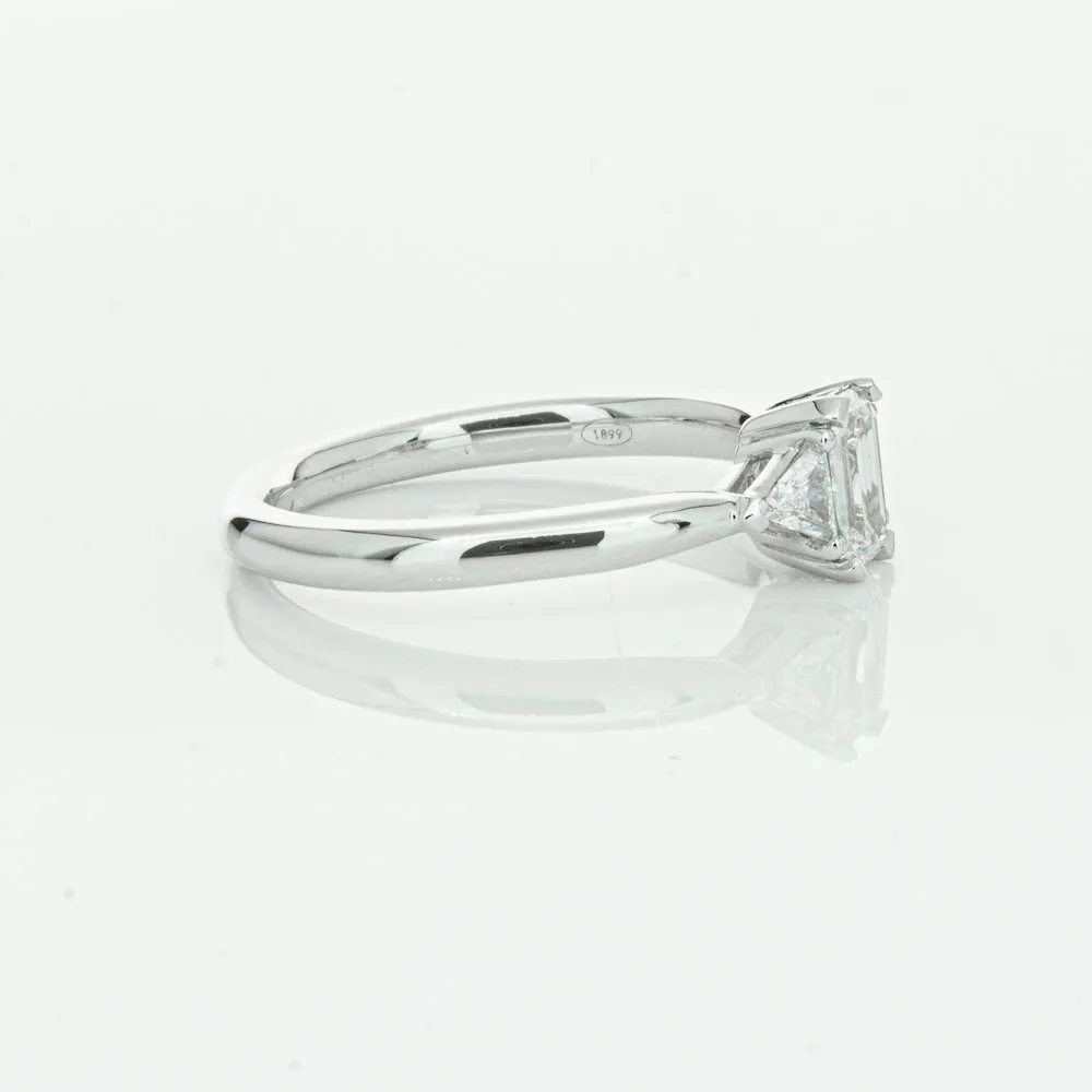 18ct White Gold .50ct Emerald Cut Diamond Ring
