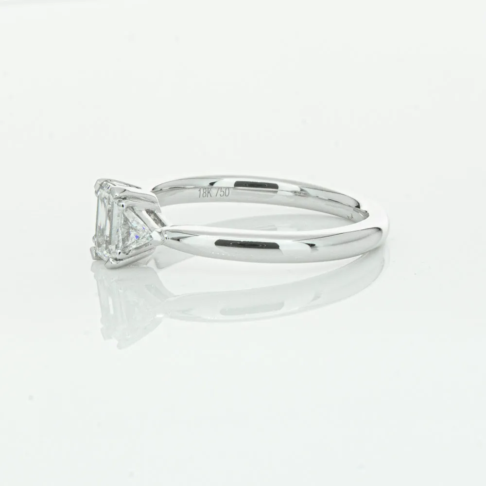 18ct White Gold .50ct Emerald Cut Diamond Ring