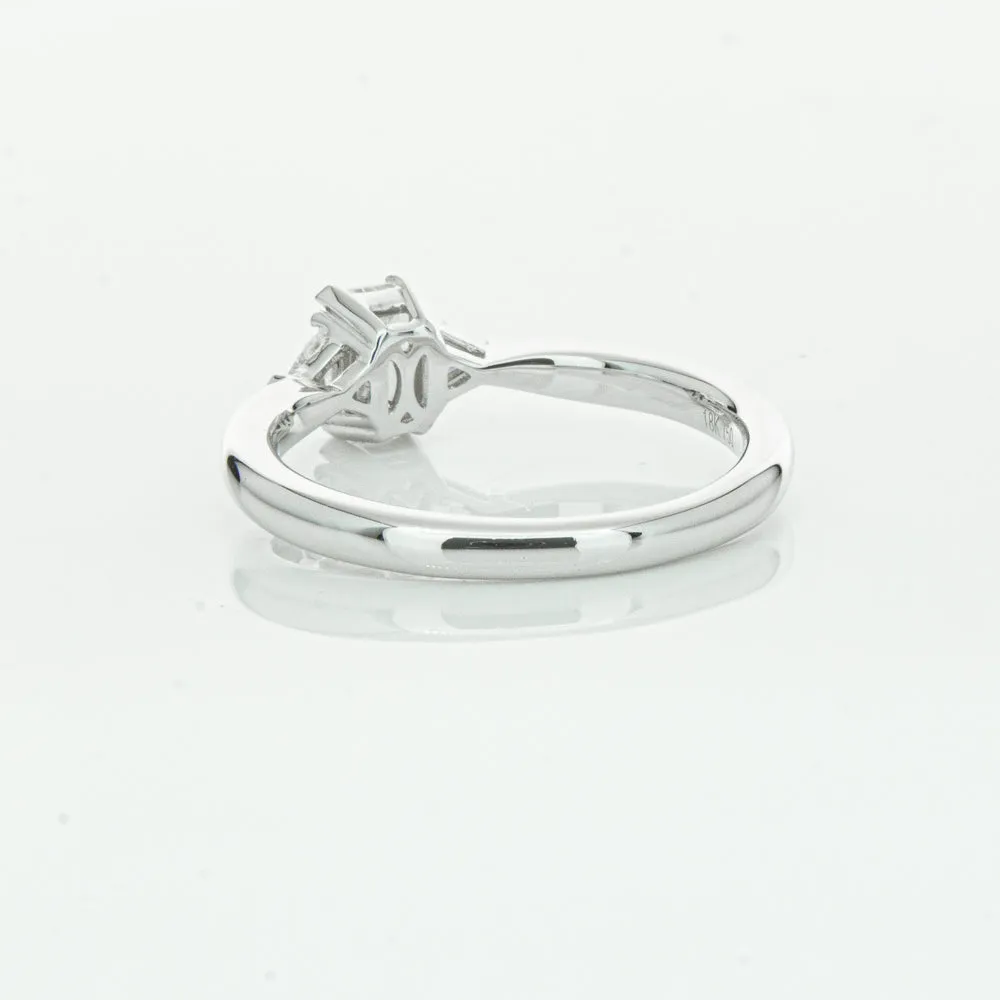 18ct White Gold .50ct Emerald Cut Diamond Ring