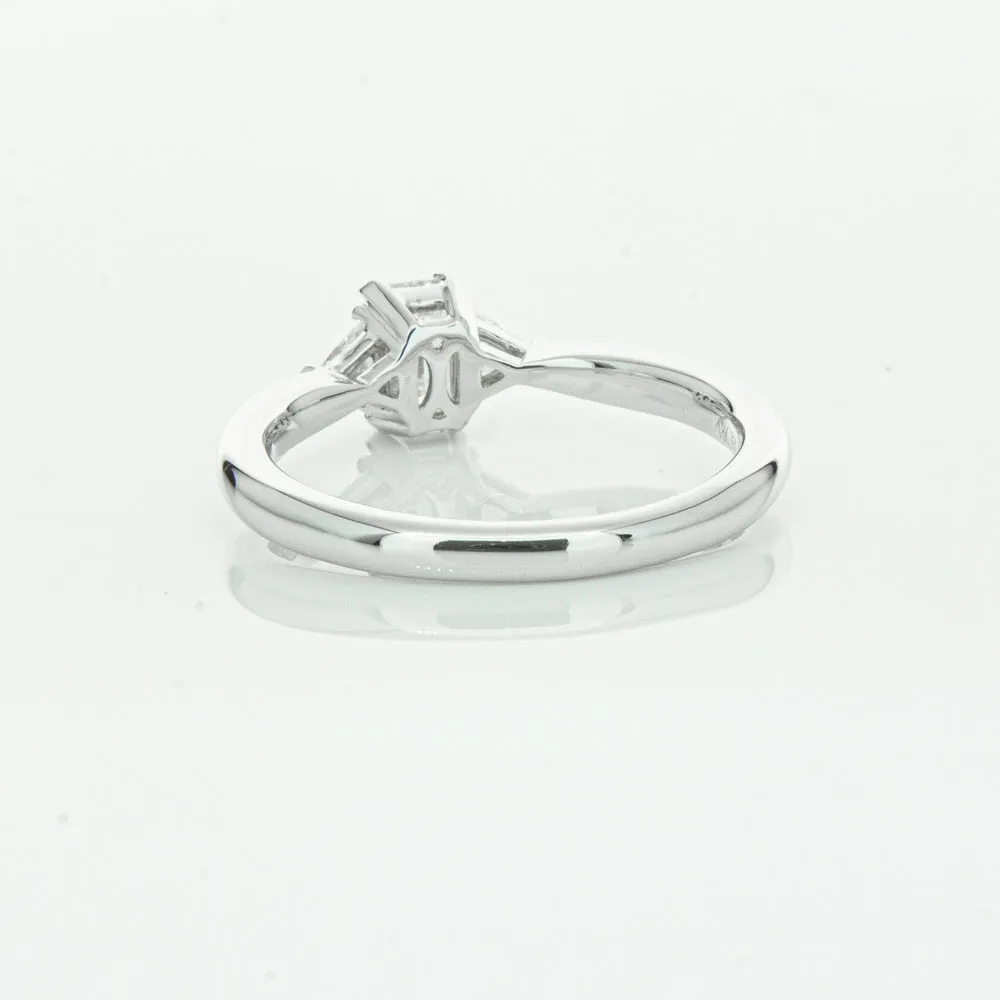 18ct White Gold .50ct Emerald Cut Diamond Ring