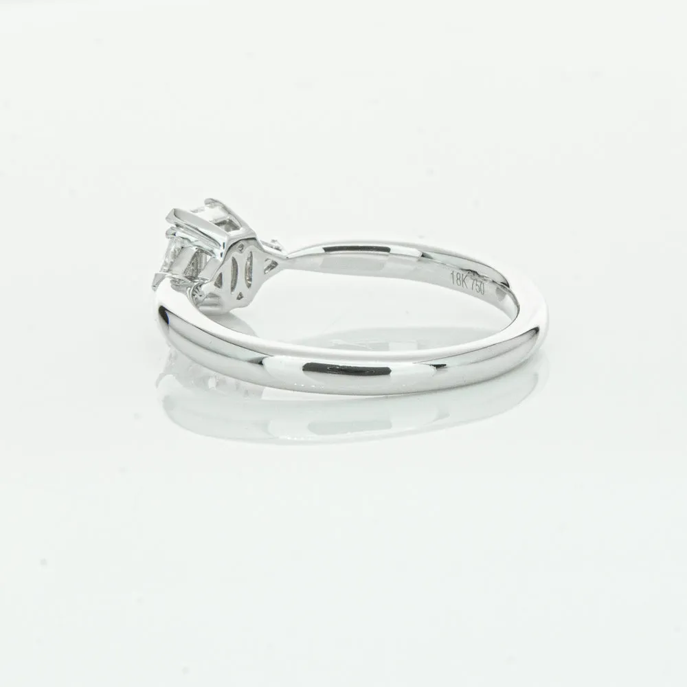 18ct White Gold .50ct Emerald Cut Diamond Ring
