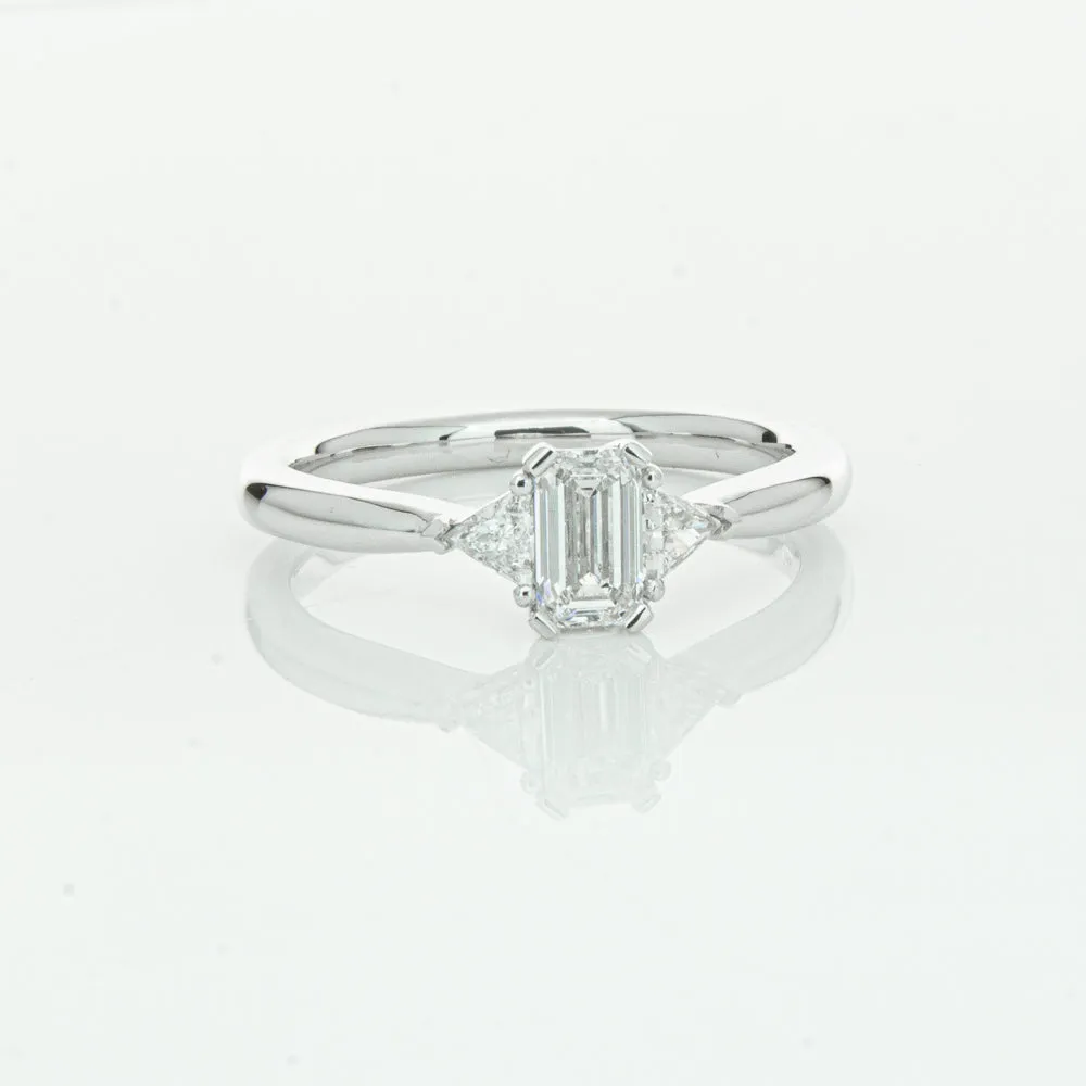 18ct White Gold .50ct Emerald Cut Diamond Ring