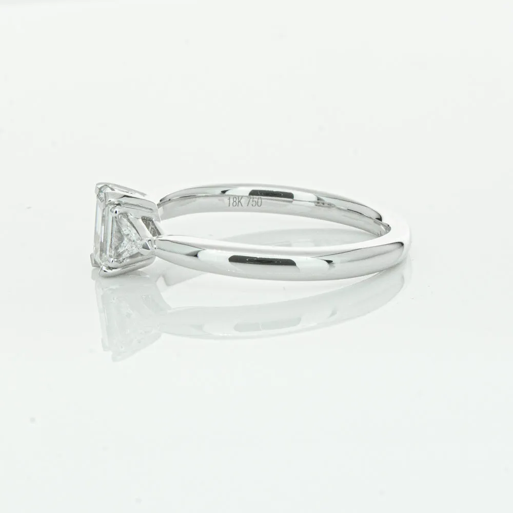 18ct White Gold .50ct Emerald Cut Diamond Ring