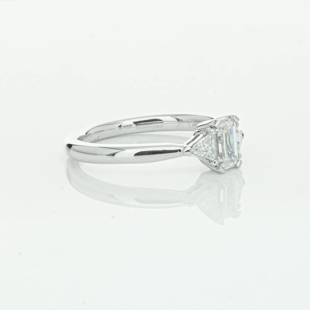 18ct White Gold .50ct Emerald Cut Diamond Ring