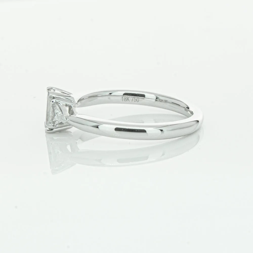 18ct White Gold .50ct Emerald Cut Diamond Ring