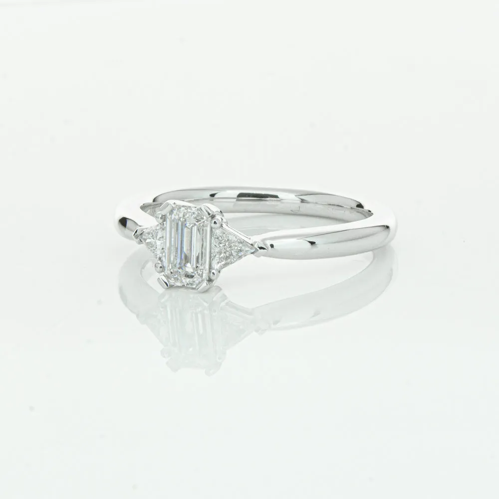 18ct White Gold .50ct Emerald Cut Diamond Ring