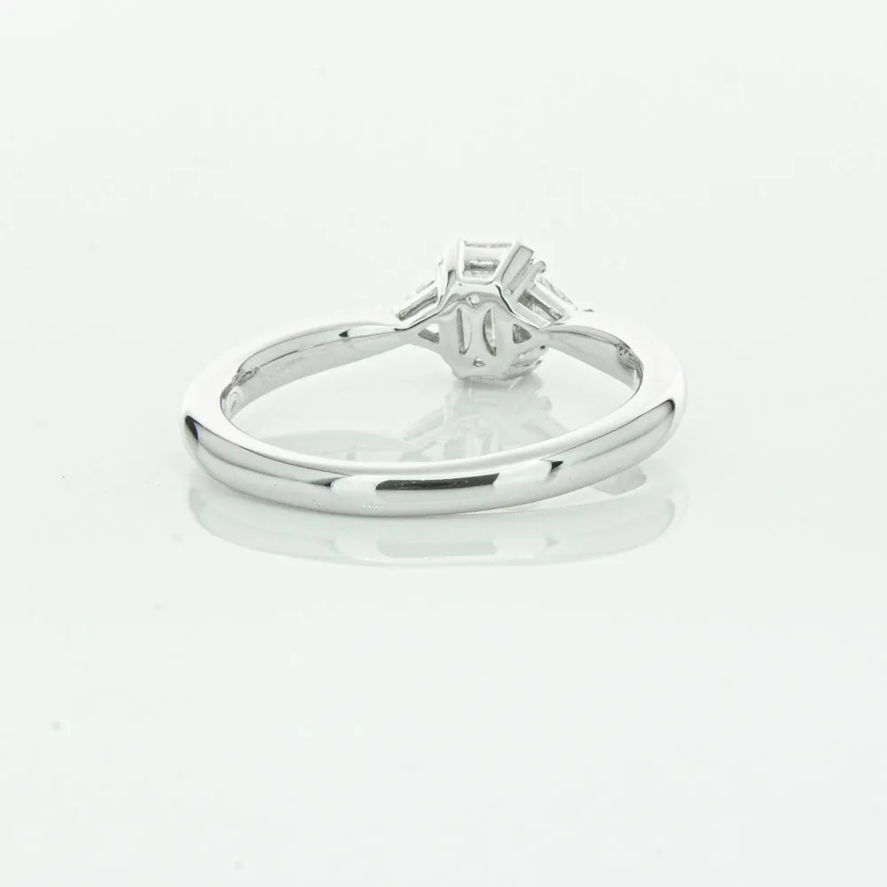 18ct White Gold .50ct Emerald Cut Diamond Ring