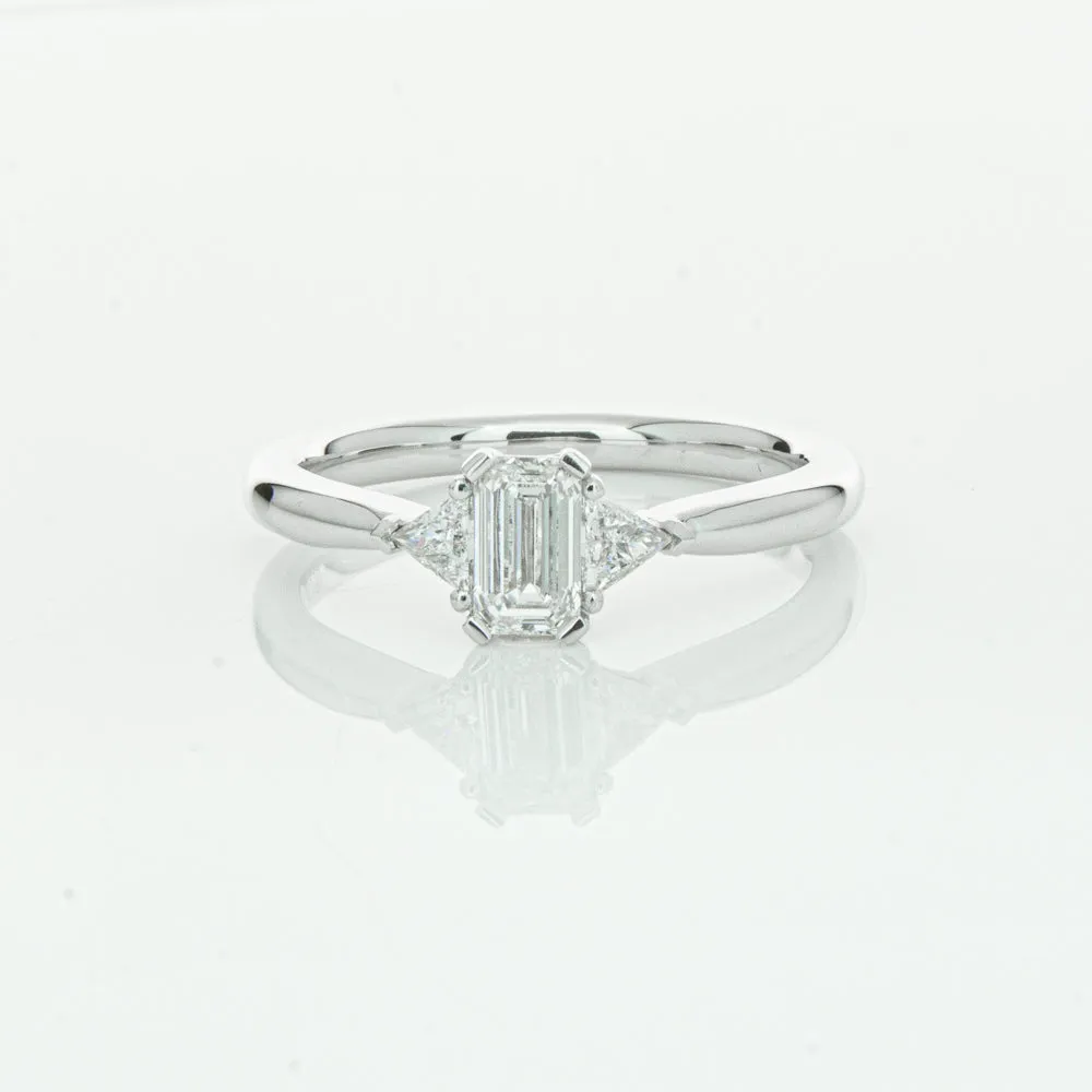 18ct White Gold .50ct Emerald Cut Diamond Ring
