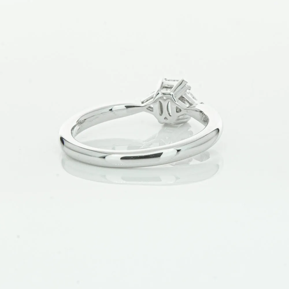 18ct White Gold .50ct Emerald Cut Diamond Ring