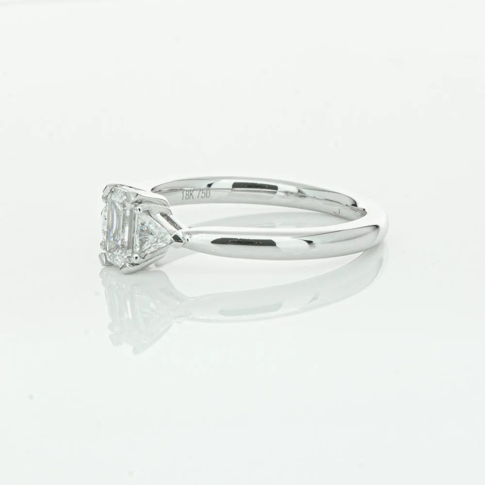 18ct White Gold .50ct Emerald Cut Diamond Ring