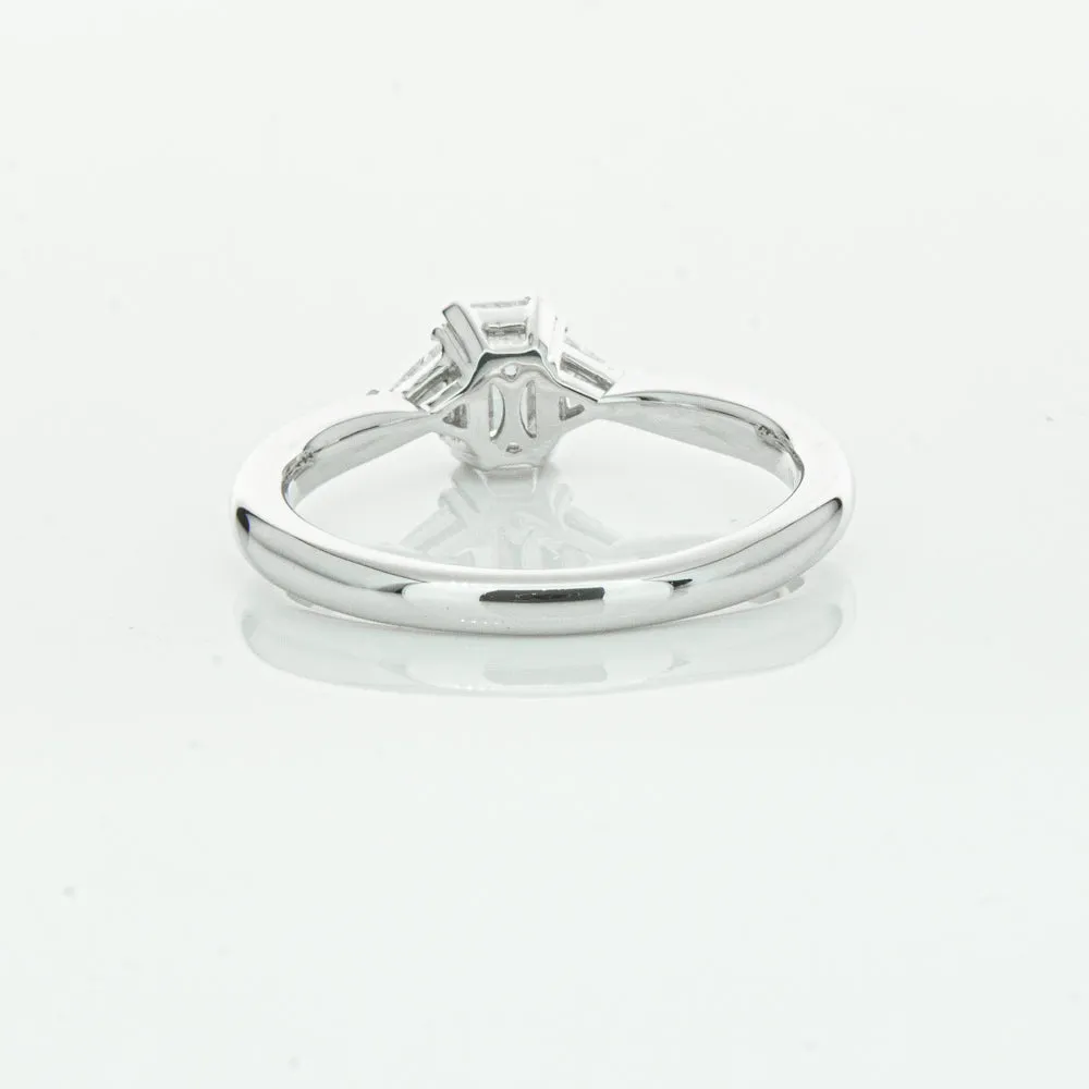 18ct White Gold .50ct Emerald Cut Diamond Ring