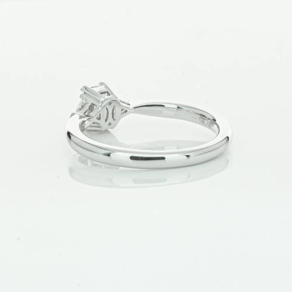 18ct White Gold .50ct Emerald Cut Diamond Ring