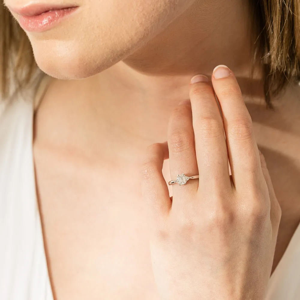 18ct White Gold .50ct Emerald Cut Diamond Ring