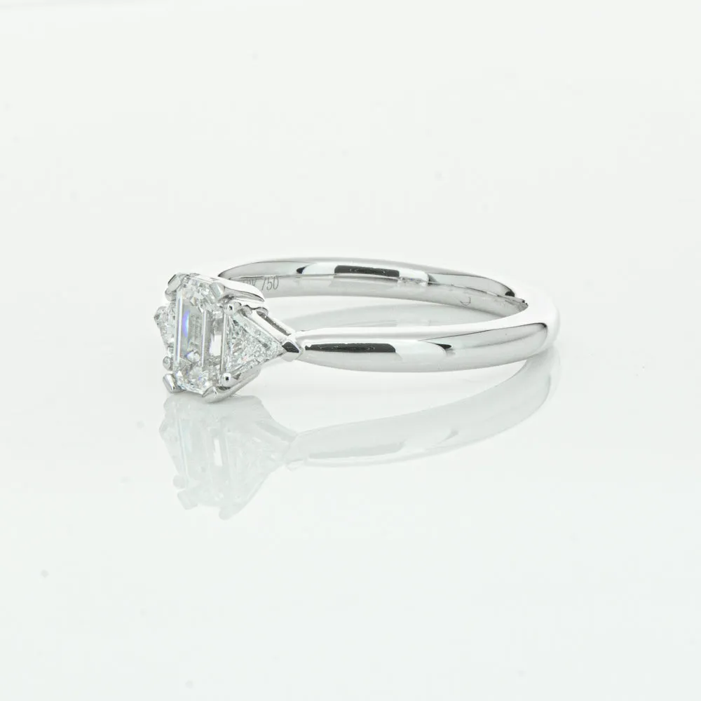 18ct White Gold .50ct Emerald Cut Diamond Ring