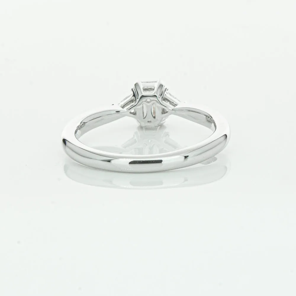 18ct White Gold .50ct Emerald Cut Diamond Ring