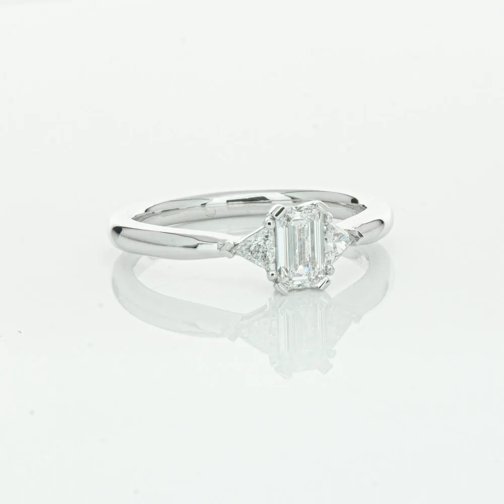 18ct White Gold .50ct Emerald Cut Diamond Ring