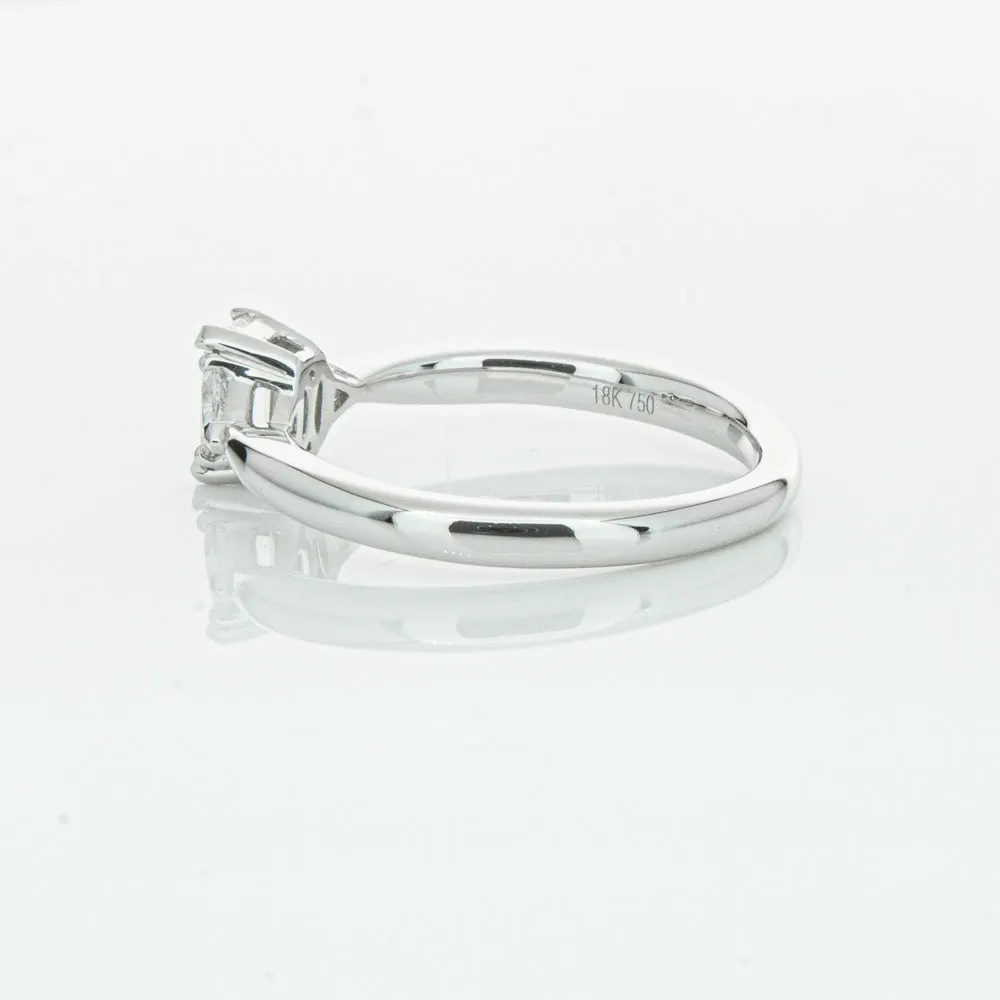 18ct White Gold .50ct Emerald Cut Diamond Ring
