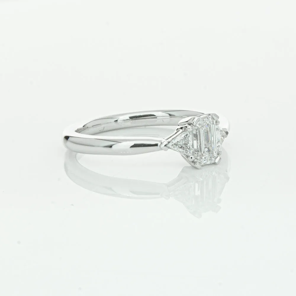 18ct White Gold .50ct Emerald Cut Diamond Ring