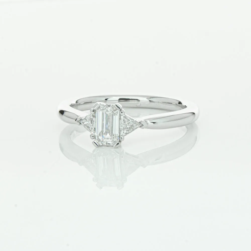 18ct White Gold .50ct Emerald Cut Diamond Ring