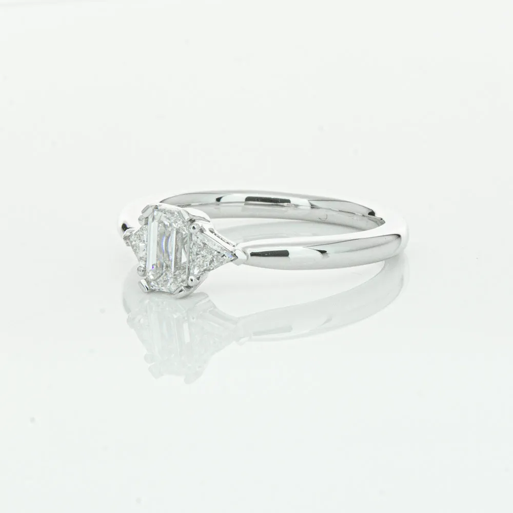 18ct White Gold .50ct Emerald Cut Diamond Ring