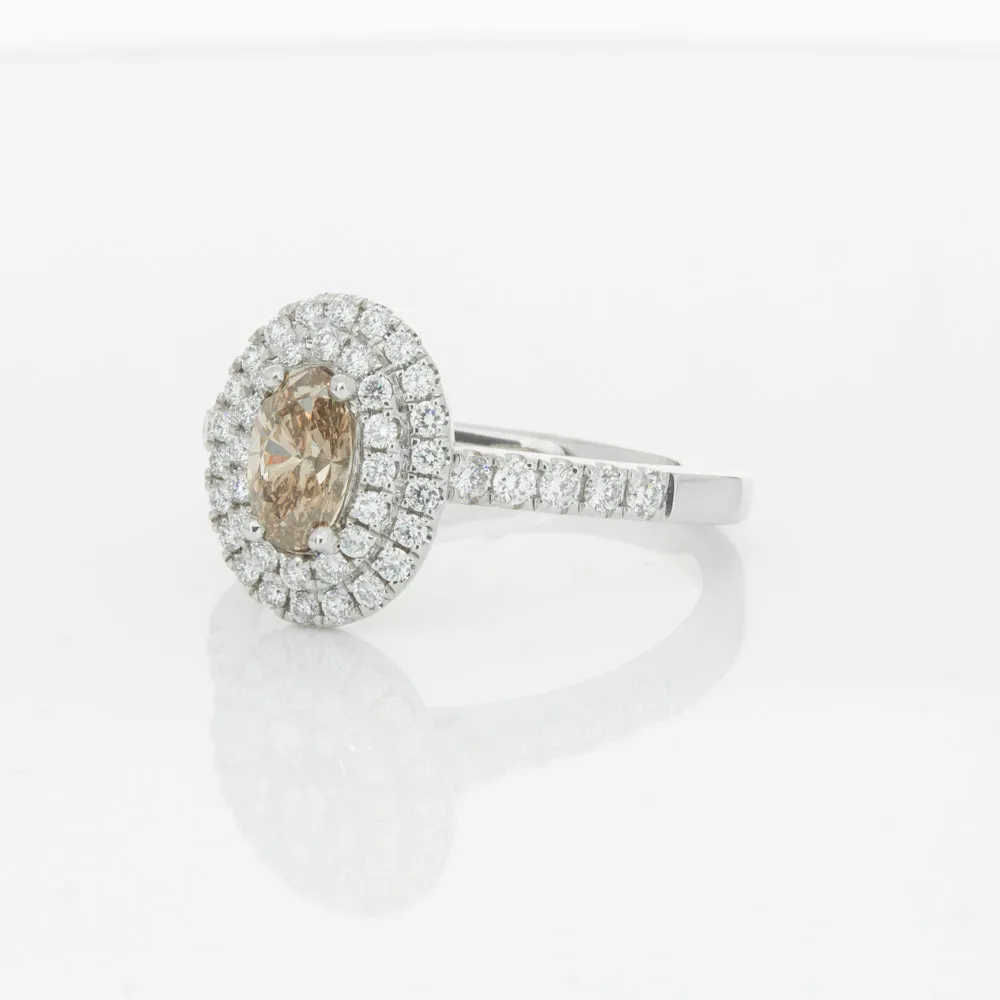 18ct White Gold .50ct Oval Cut Champagne Diamond Rosa Ring