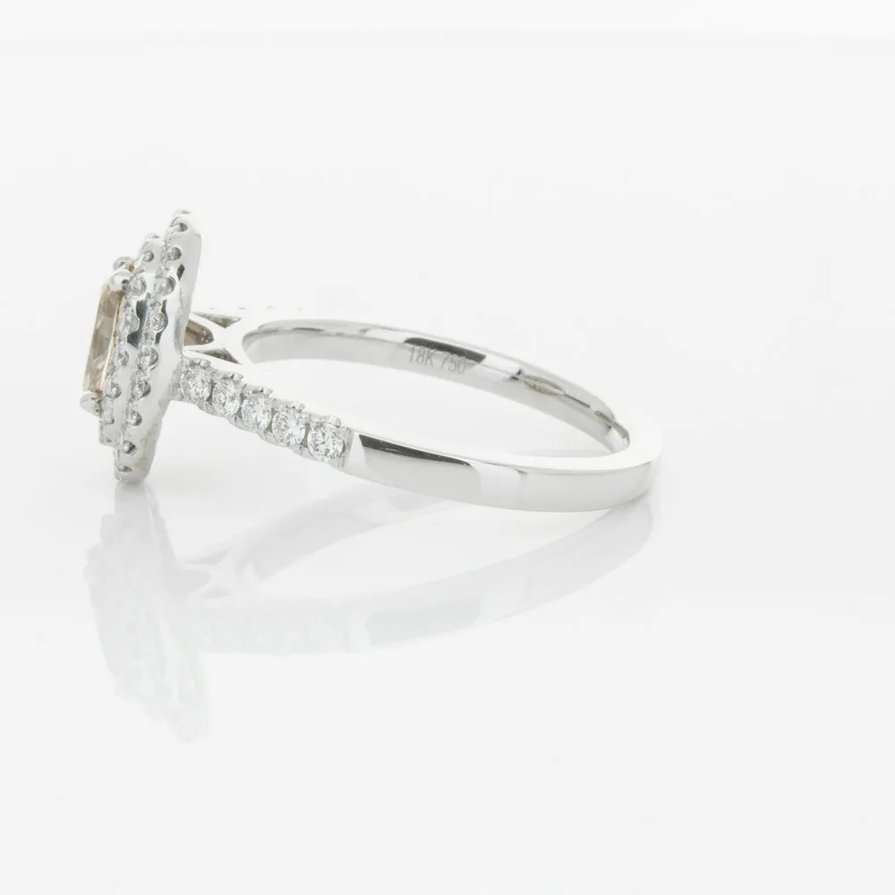 18ct White Gold .50ct Oval Cut Champagne Diamond Rosa Ring