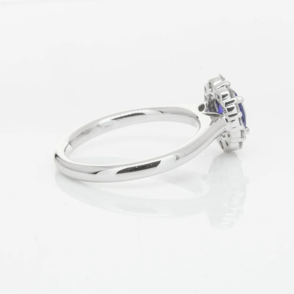 18ct White Gold .89ct Sapphire & Diamond Ring