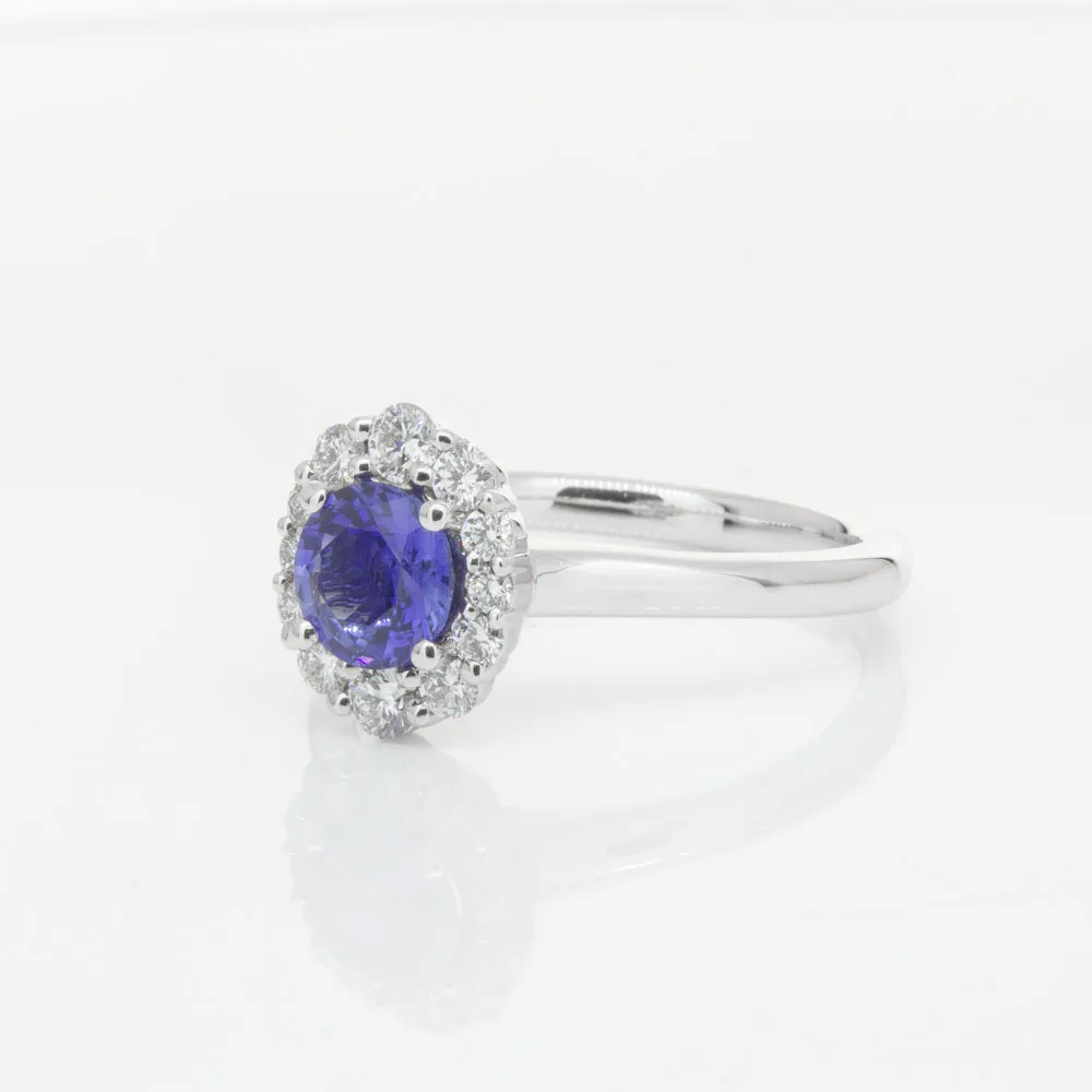 18ct White Gold .89ct Sapphire & Diamond Ring