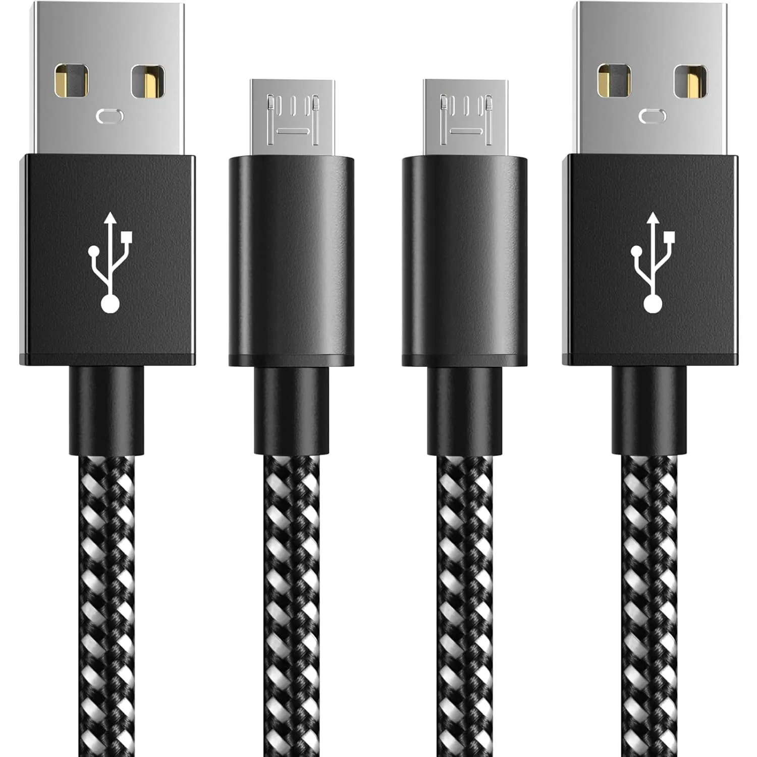 6amLifestyle PS4 Charger Cable for Controller, 2 Pack 10ft Micro USB Nylon Braided Cord, Micro USB Wire for PlayStation 4, Cables Slim/Pro, Xbox One S/X Controller, Android Phones, 2 Pack Black