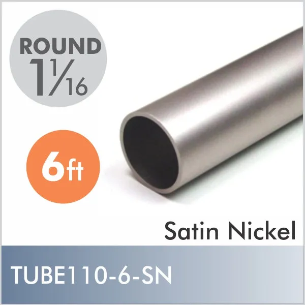 6ft Satin Nickel 1-1/16" Diameter Rod, Aluminum