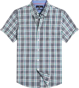 Alimens & Gentle Mens Plaid Short Sleeve Button Down Shirts Cotton Regular Fit Casual Gingham Shirts