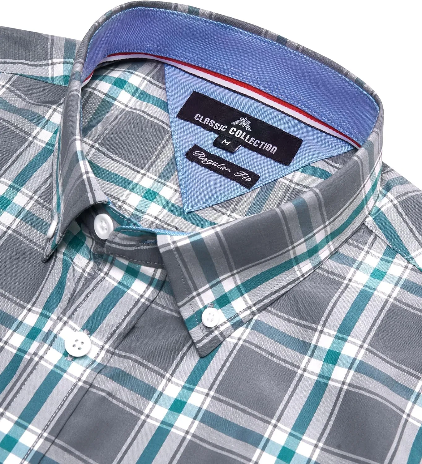 Alimens & Gentle Mens Plaid Short Sleeve Button Down Shirts Cotton Regular Fit Casual Gingham Shirts