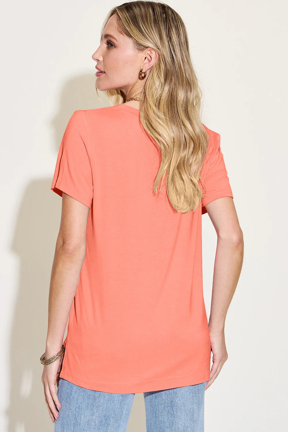 Basic Bae Bamboo  V-Neck High-Low T-Shirt - 5 colors