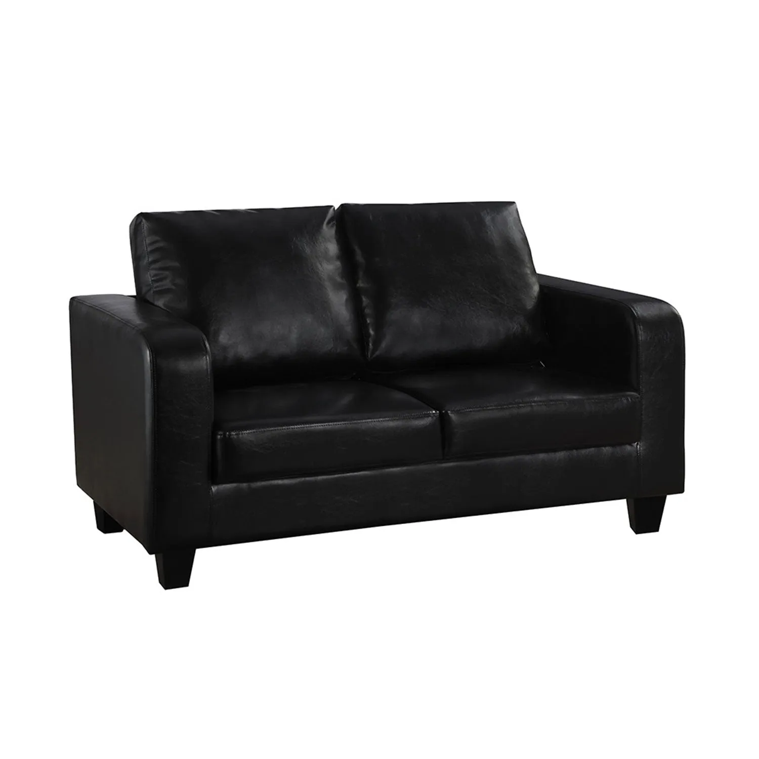 Black Faux Leather 2 Seater Sofa
