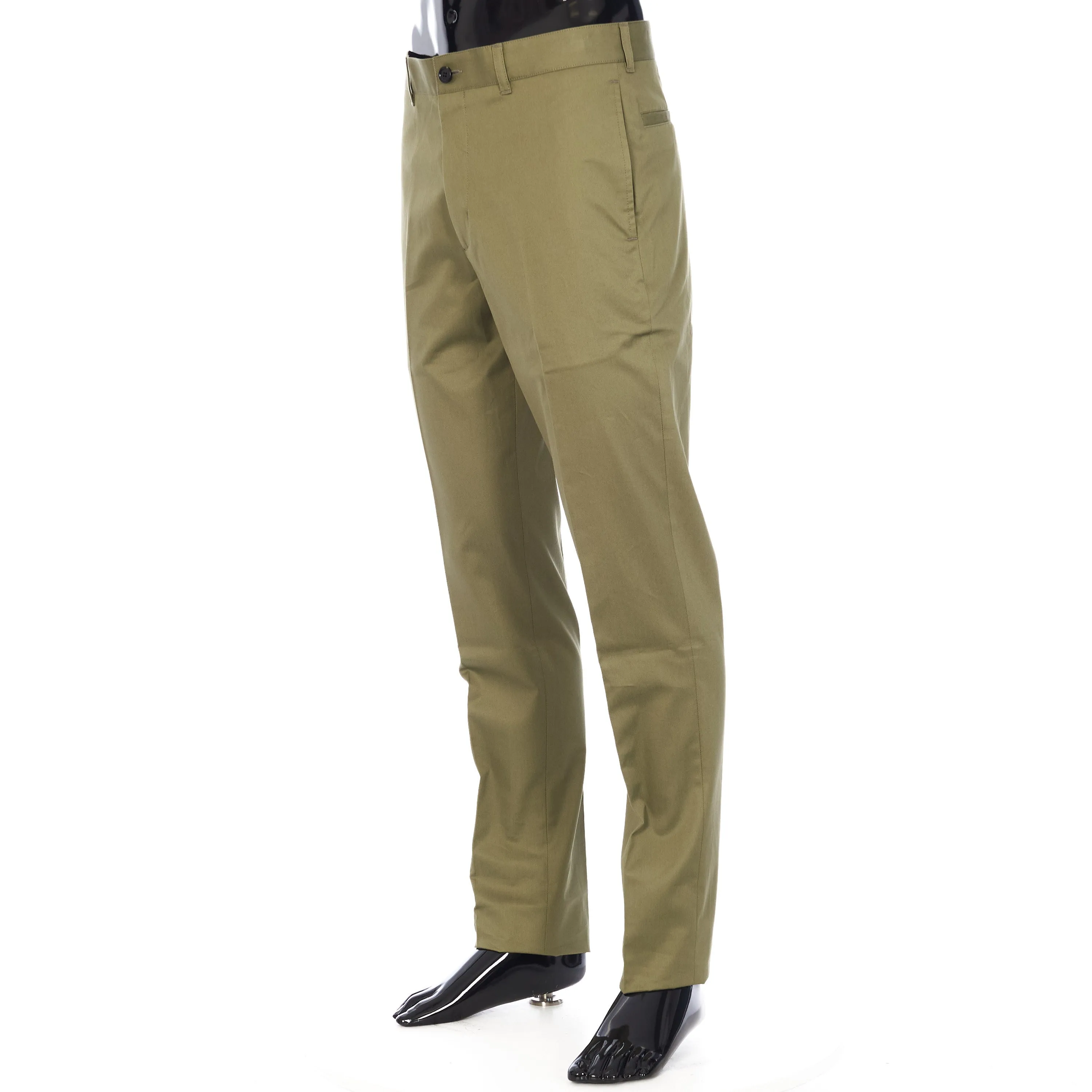 Chino Pants In Khaki Cotton Gabardine & CD Embroidery