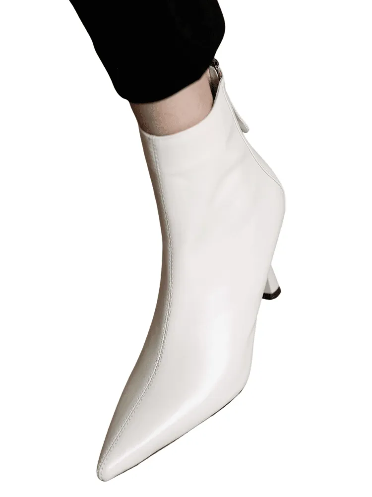 Cow Leather Pointed Toe High Heels