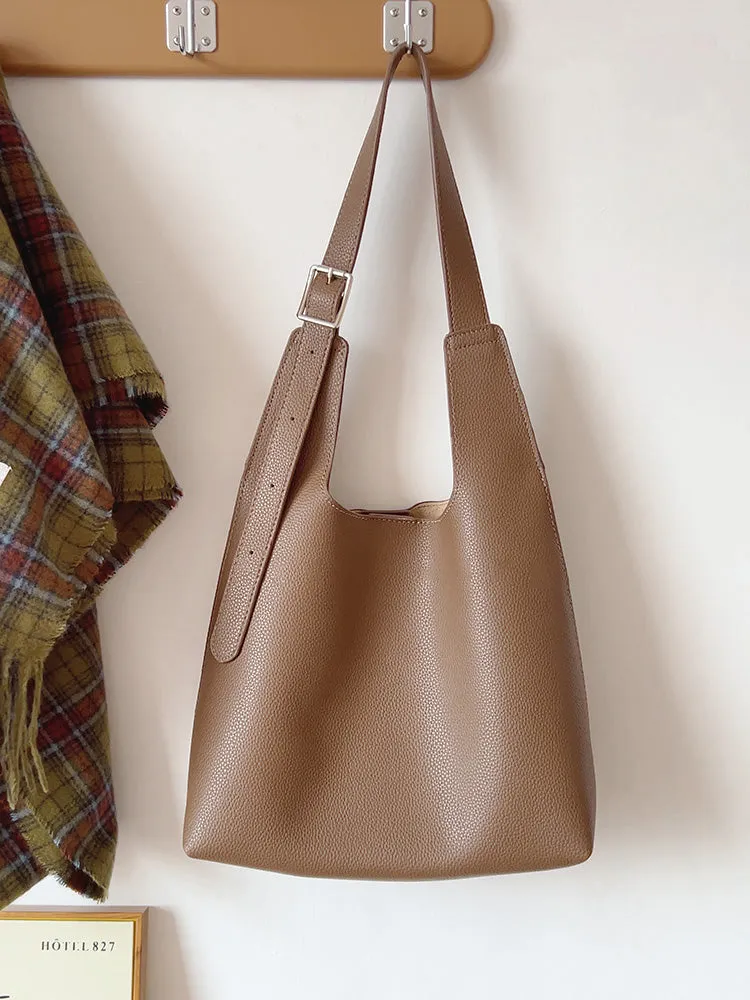 Elena Handbags Simple Leather Tote Bag