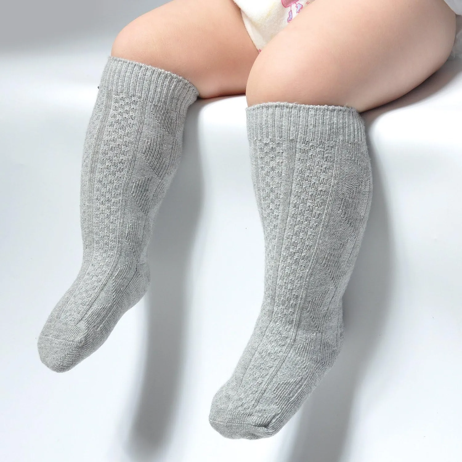 EPEIUS Unisex-Baby Seamless Ribbed/Cable Knit Knee High Socks (Pack of 3/6)