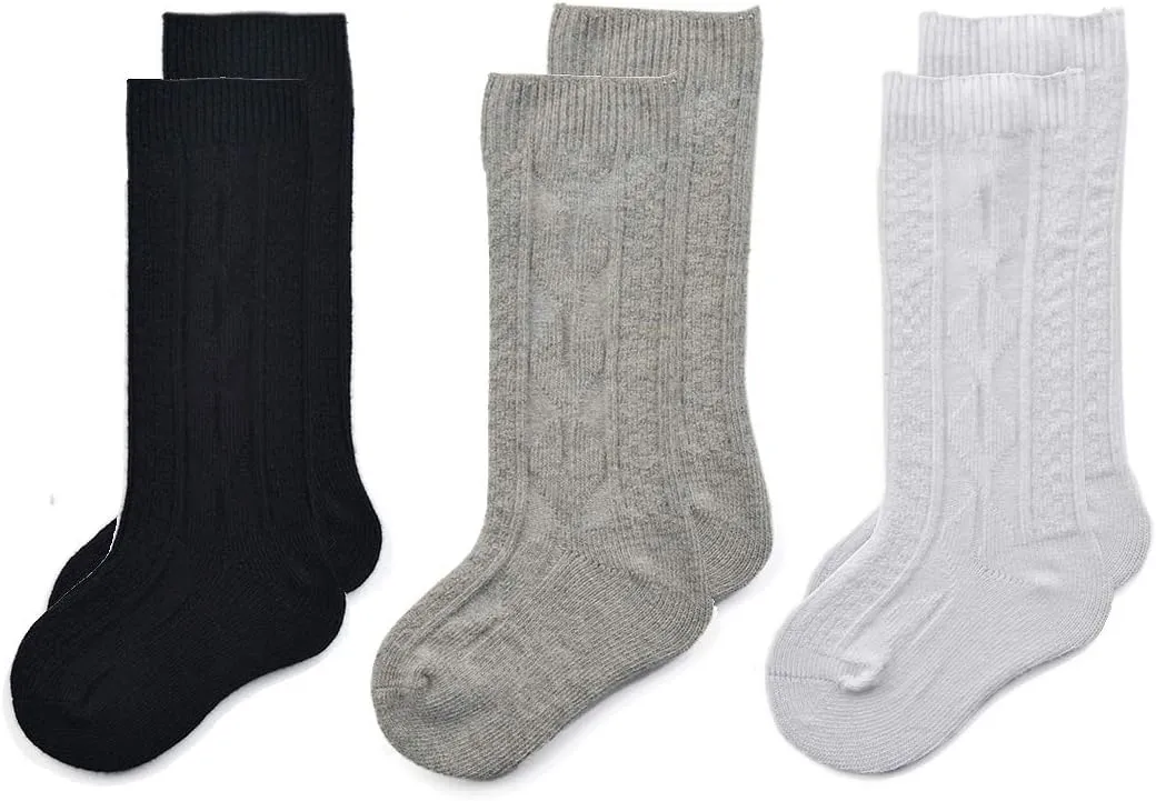 EPEIUS Unisex-Baby Seamless Ribbed/Cable Knit Knee High Socks (Pack of 3/6)
