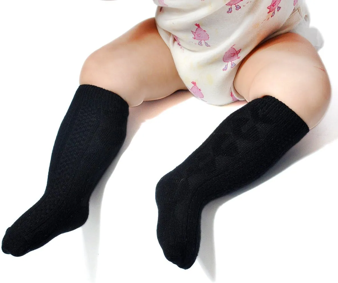 EPEIUS Unisex-Baby Seamless Ribbed/Cable Knit Knee High Socks (Pack of 3/6)