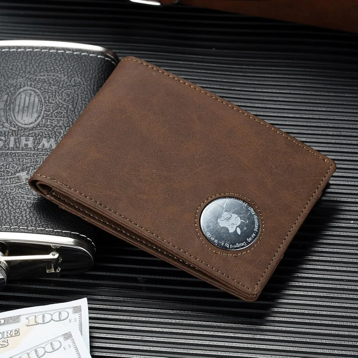 furid Apple Airtag Wallet Men Slim: Air Tag Wallet with Airtag Holder, RFID Blocking, Bifold, Front Pocket, Minimalist Card Wallet, Carbon Fiber Wallet