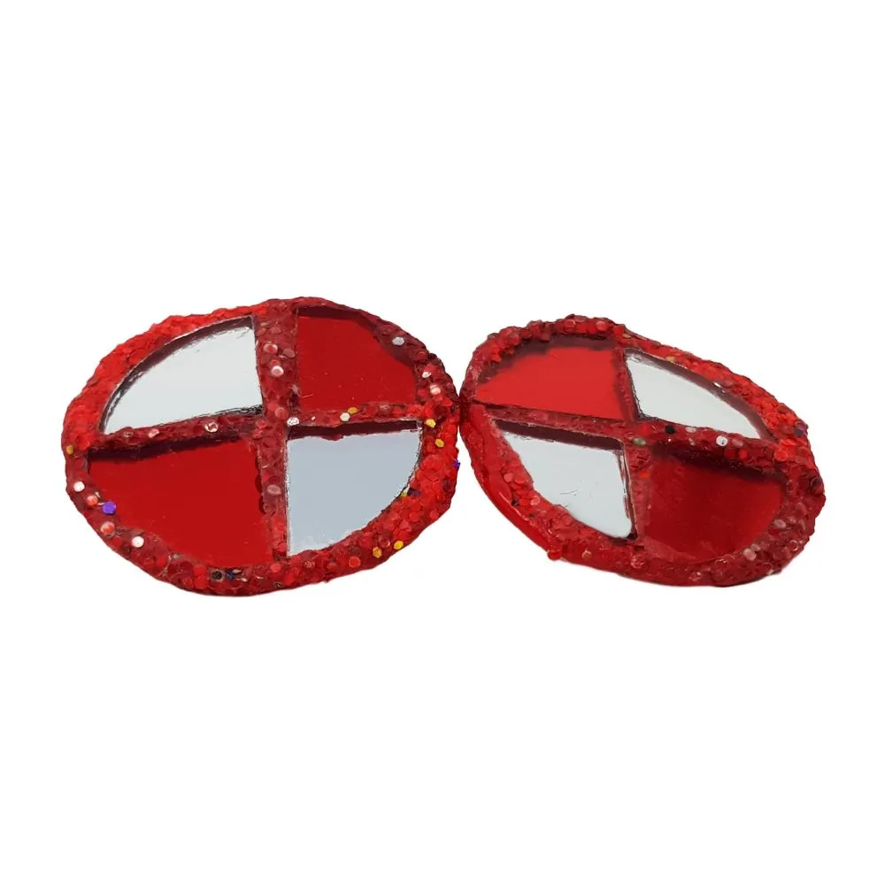 HARLEQUIN RED ROUND CLIP-ON EARRINGS