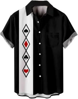 Hodaweisolp Men's Casual Short Sleeve Button Down Bowling Summer Loose Hawaiian Beach Shirts