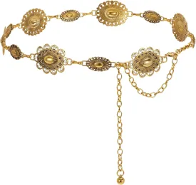 JASGOOD Western Metal Concho Belt for Women Cowgirl Waist Chain for Women Dress Pants
