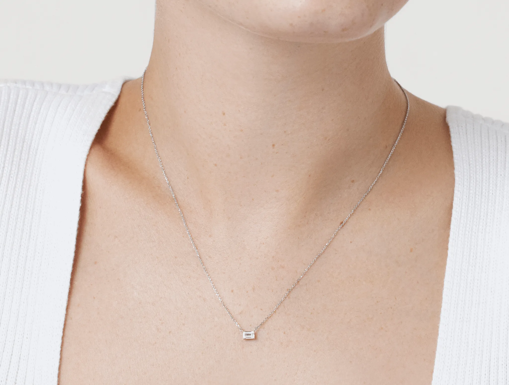 Lab-Grown Diamond ¼ct. Mini Baguette Pendant | White