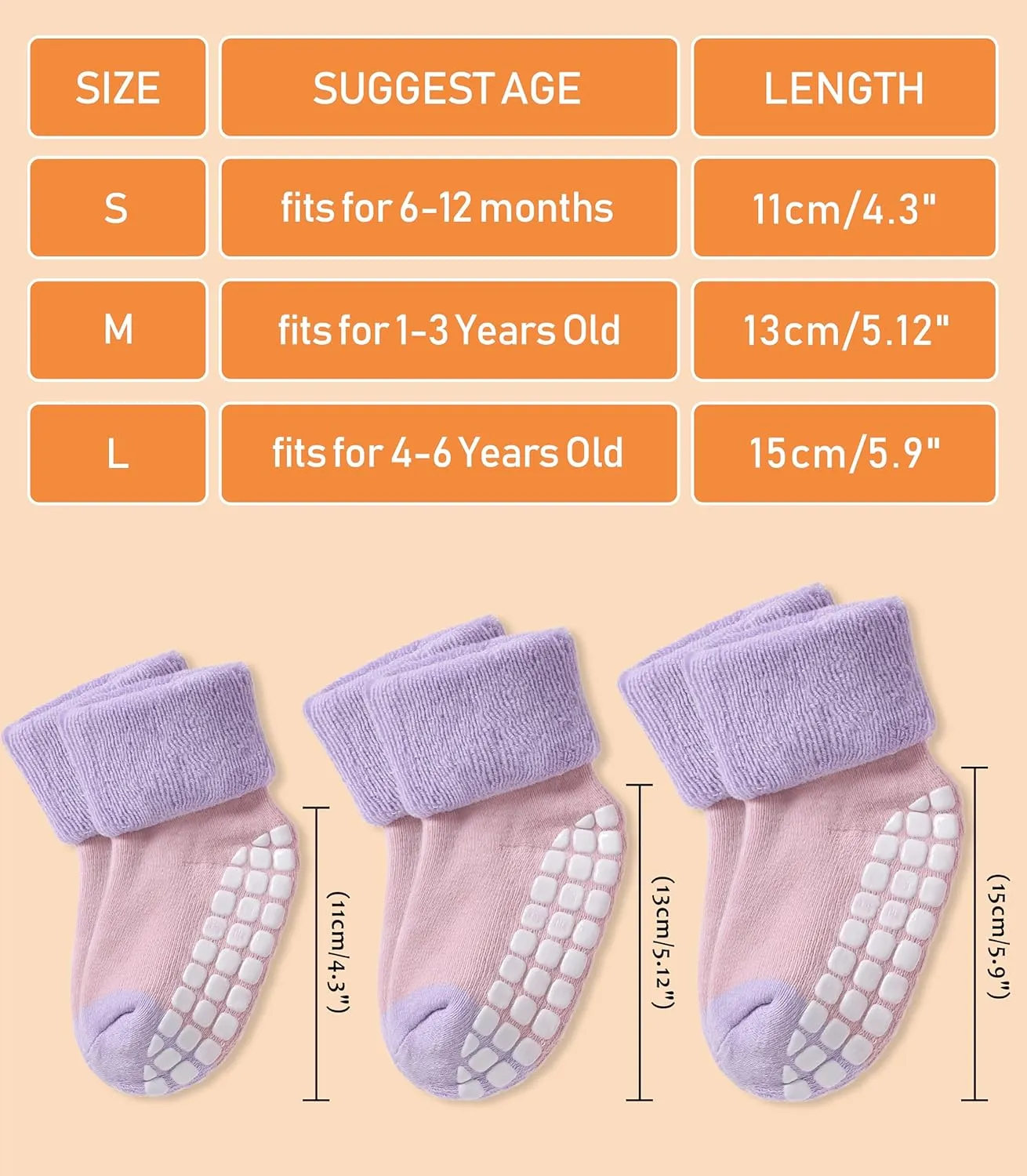 LANLEO Baby Girls Boys Non Slip Socks with Grips Toddler Kids Unisex Warm Thick Cotton Ankle Crew Socks with Grippers
